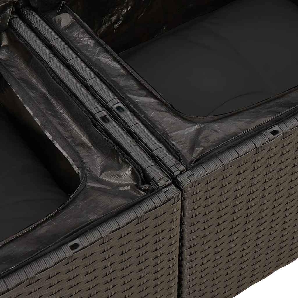 vidaXL 4-delige Loungeset met kussens poly rattan zwart