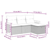 vidaXL 4-delige Loungeset met kussens poly rattan zwart