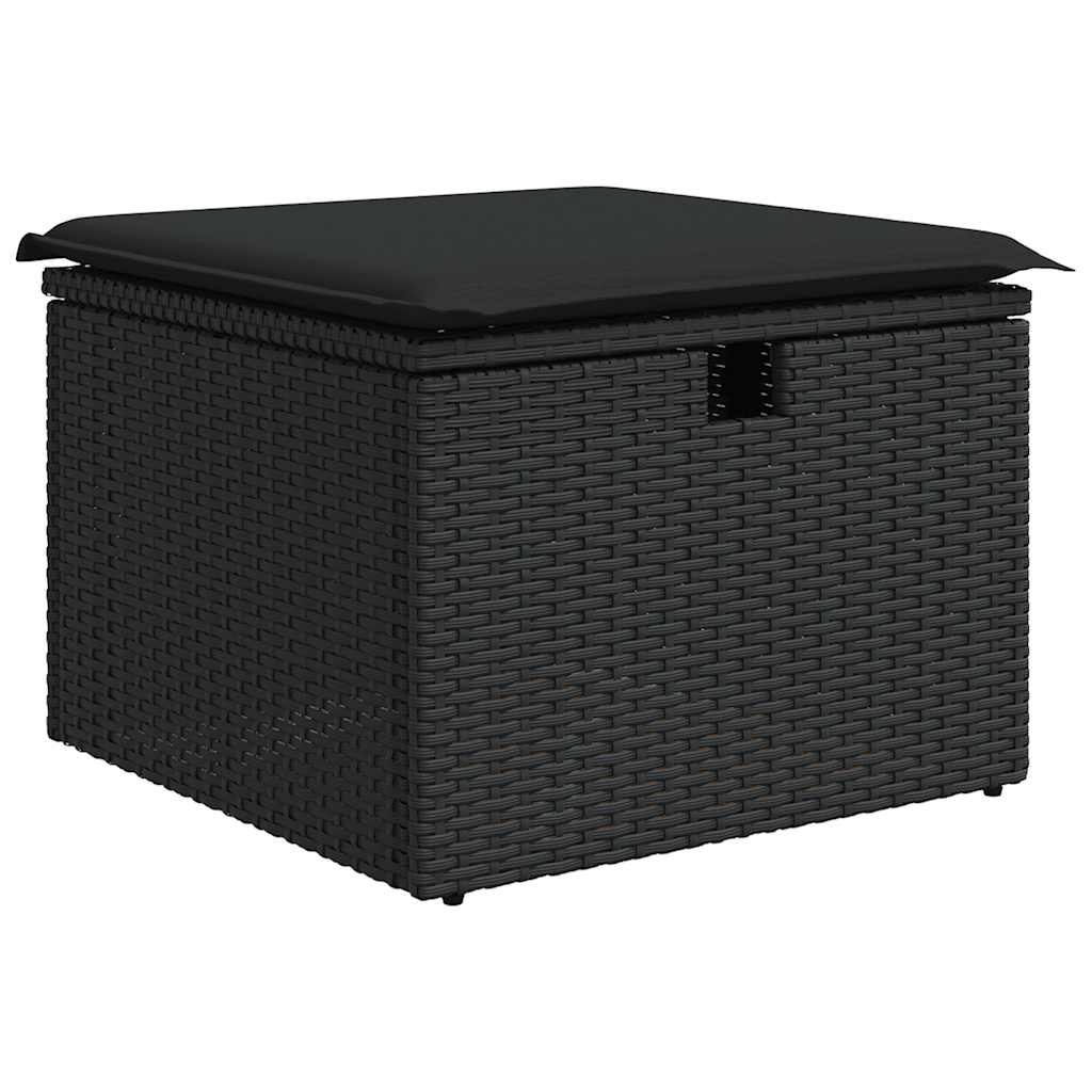 vidaXL 4-delige Loungeset met kussens poly rattan zwart