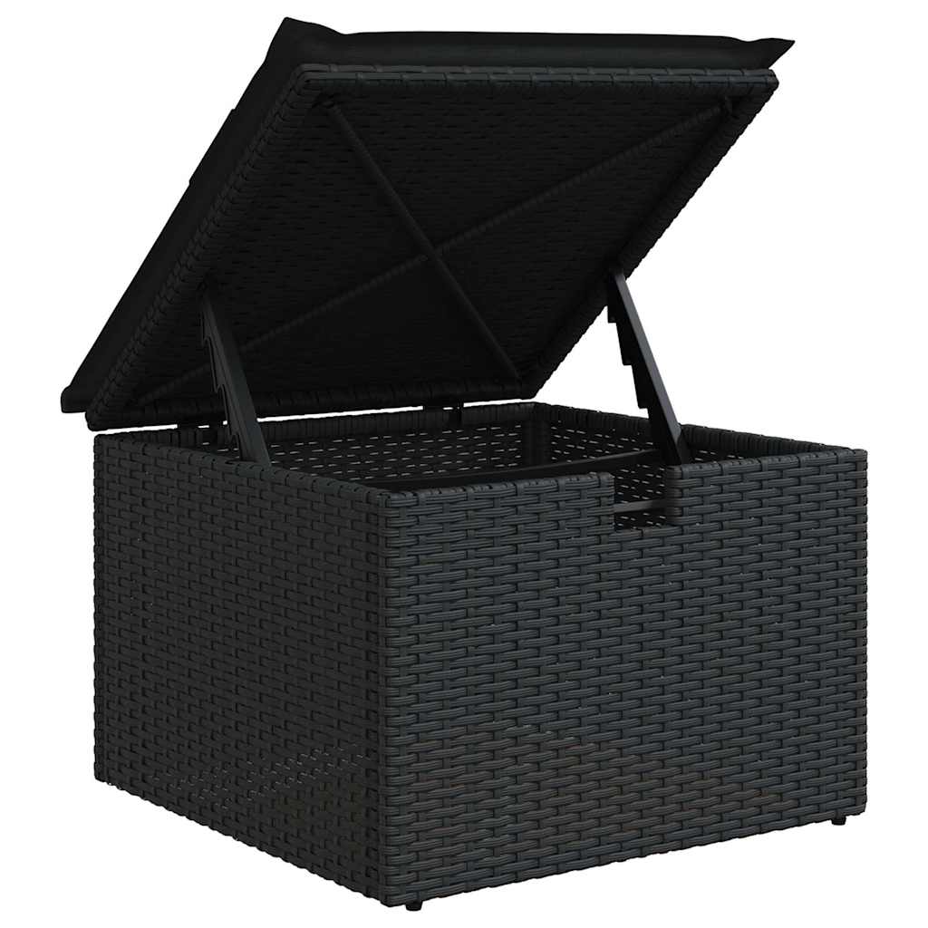 vidaXL 4-delige Loungeset met kussens poly rattan zwart