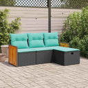 vidaXL 4-delige Loungeset met kussens poly rattan grijs