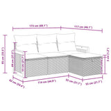 vidaXL 4-delige Loungeset met kussens poly rattan grijs