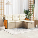 vidaXL 4-delige Loungeset met kussens poly rattan zwart