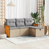vidaXL 4-delige Loungeset met kussens poly rattan zwart