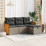 vidaXL 4-delige Loungeset met kussens poly rattan zwart