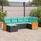 vidaXL 6-Piece Lounge Set with Cushions Poly Rattan Black