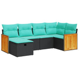 vidaXL 6-Piece Lounge Set with Cushions Poly Rattan Black