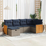 vidaXL 6-Piece Lounge Set with Cushions Poly Rattan Black
