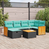 vidaXL 6-Piece Lounge Set with Cushions Poly Rattan Black