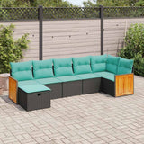 vidaXL 7-delige Loungeset met kussens poly rattan grijs