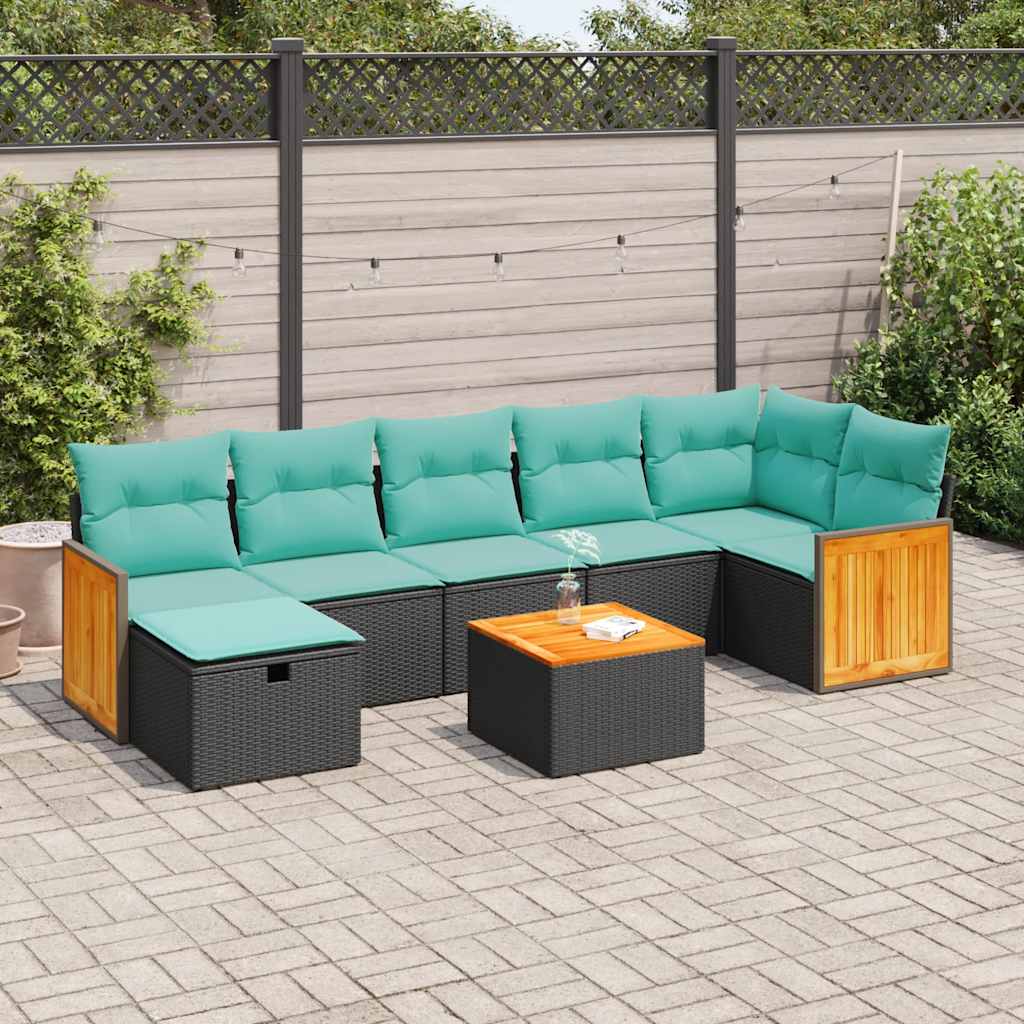 vidaXL 7-delige Loungeset met kussens poly rattan grijs