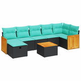 vidaXL 7-delige Loungeset met kussens poly rattan grijs