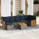vidaXL 7-delige Loungeset met kussens poly rattan grijs