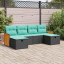 vidaXL 6-Piece Lounge Set with Cushions Poly Rattan Black