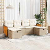 vidaXL 6-delige Loungeset met kussens poly rattan zwart