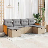 vidaXL 6-delige Loungeset met kussens poly rattan zwart