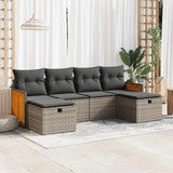 vidaXL 6-delige Loungeset met kussens poly rattan zwart