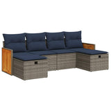 vidaXL 6-Piece Lounge Set with Cushions Poly Rattan Black
