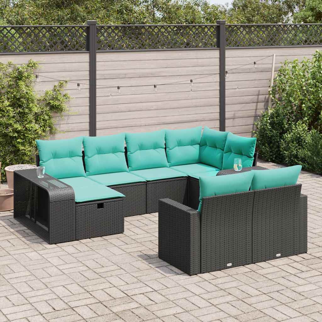 vidaXL 10-Piece Lounge Set with Cushions Poly Rattan Grey
