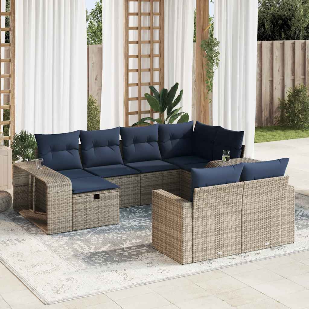 vidaXL 10-Piece Lounge Set with Cushions Poly Rattan Grey