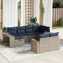 vidaXL 10-Piece Lounge Set with Cushions Poly Rattan Grey