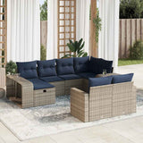vidaXL 10-Piece Lounge Set with Cushions Poly Rattan Grey