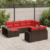 vidaXL 10-Piece Lounge Set with Cushions Poly Rattan Grey