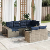 vidaXL 10-Piece Lounge Set with Cushions Poly Rattan Grey