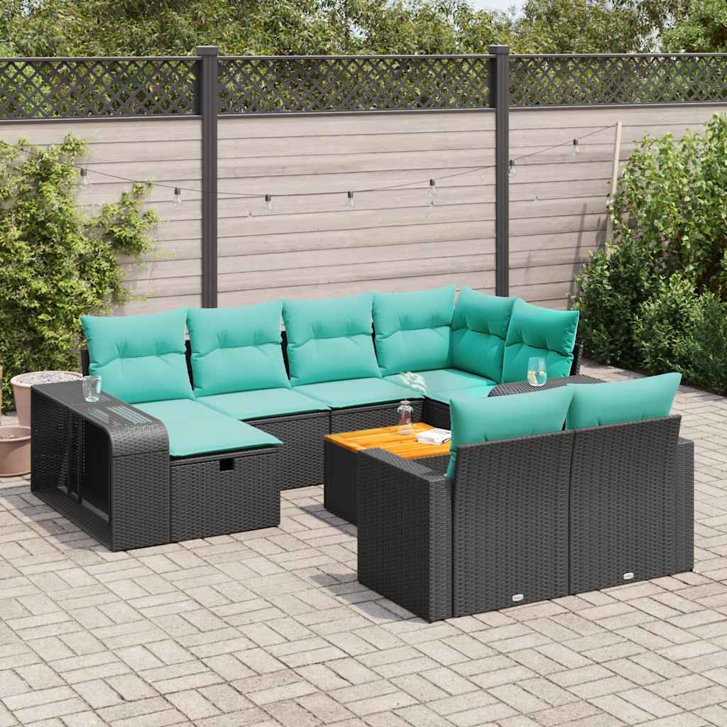 vidaXL 10-Piece Lounge Set with Cushions Poly Rattan Grey