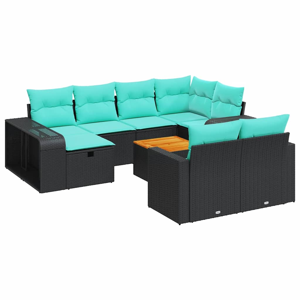 vidaXL 10-Piece Lounge Set with Cushions Poly Rattan Grey