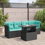 vidaXL 5-piece garden sofa set with cushions black poly rattan