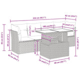 vidaXL 5-piece garden sofa set with cushions black poly rattan
