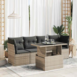 vidaXL 5-delige Loungeset met kussens poly rattan zwart