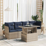 vidaXL 5-piece garden sofa set with cushions black poly rattan