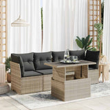 vidaXL 5-delige Loungeset met kussens poly rattan zwart
