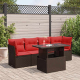 vidaXL 5-piece garden sofa set with cushions black poly rattan