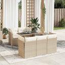 vidaXL 6-delige Loungeset met kussens poly rattan zwart