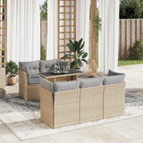 vidaXL 6-delige Loungeset met kussens poly rattan zwart