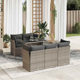 vidaXL 6-delige Loungeset met kussens poly rattan zwart