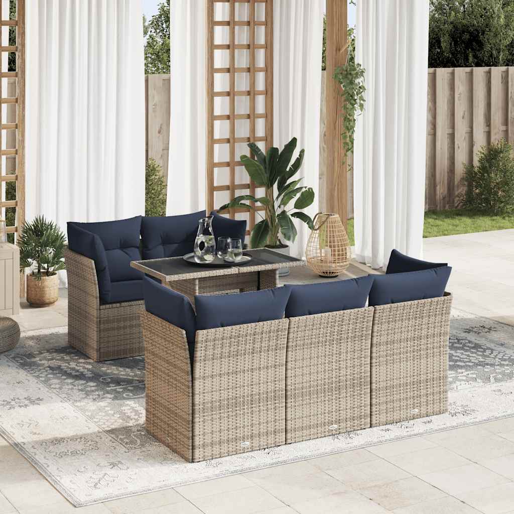 vidaXL 6-piece Lounge Set with Cushions Poly Rattan Acacia Black