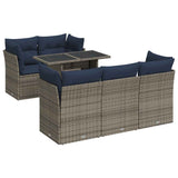 vidaXL 6-piece Lounge Set with Cushions Poly Rattan Acacia Black