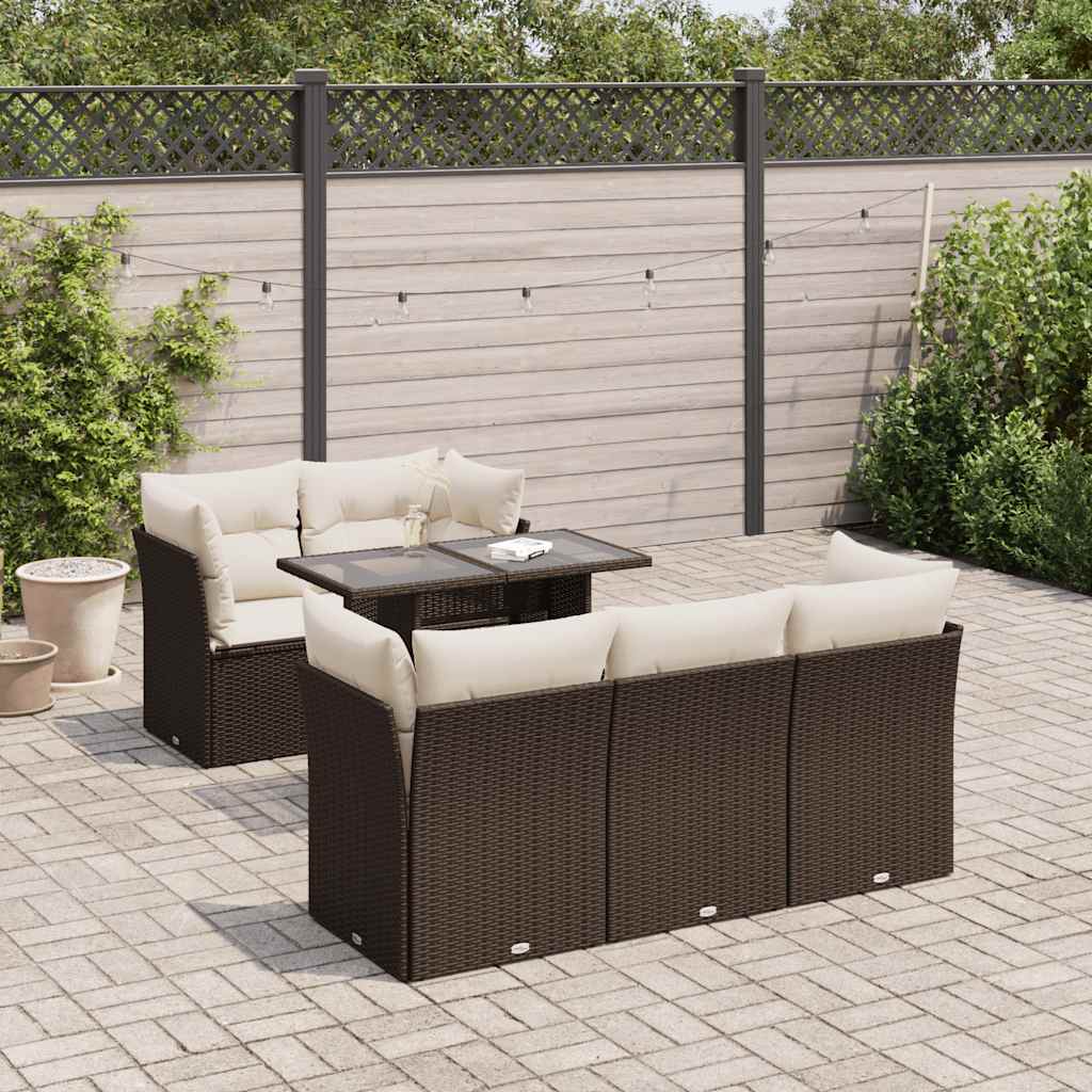 vidaXL 6-delige Loungeset met kussens poly rattan zwart