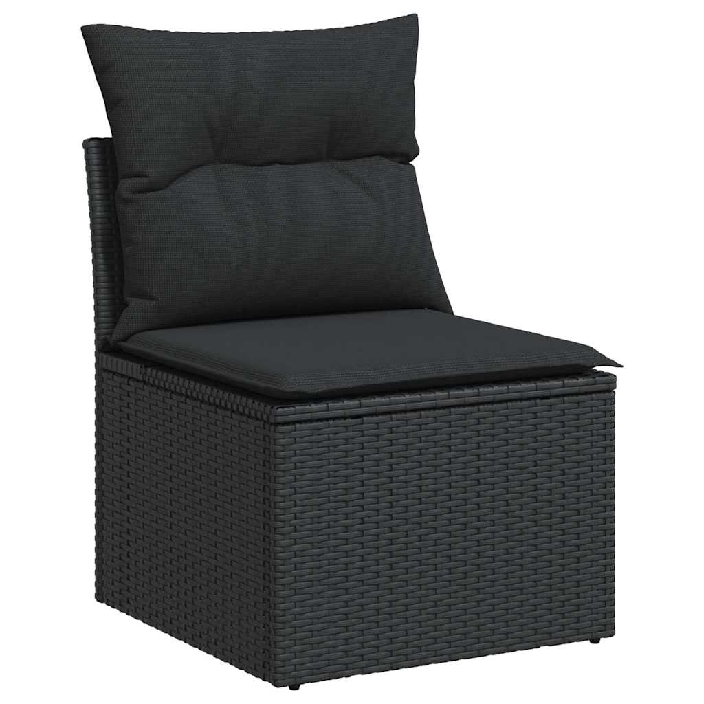 vidaXL 7-Piece Lounge Set with Cushions Poly Rattan Black