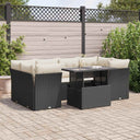 vidaXL 7-Piece Lounge Set with Cushions Poly Rattan Black
