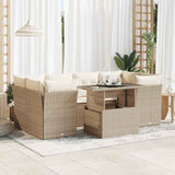 vidaXL 7-Piece Lounge Set with Cushions Poly Rattan Black