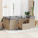 vidaXL 7-Piece Lounge Set with Cushions Poly Rattan Black