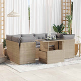 vidaXL 7-Piece Lounge Set with Cushions Poly Rattan Black