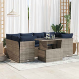 vidaXL 7-delige Loungeset met kussens poly rattan acacia zwart