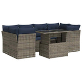 vidaXL 7-delige Loungeset met kussens poly rattan acacia zwart