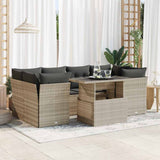 vidaXL 7-Piece Lounge Set with Cushions Poly Rattan Black